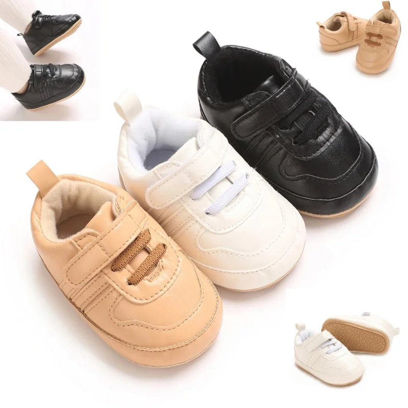 

New 0-18M Baby And Children's Shoes Solid Color Fashion Sports PU Soft Rubber Sole First Walking And Leisure Sports Shoe