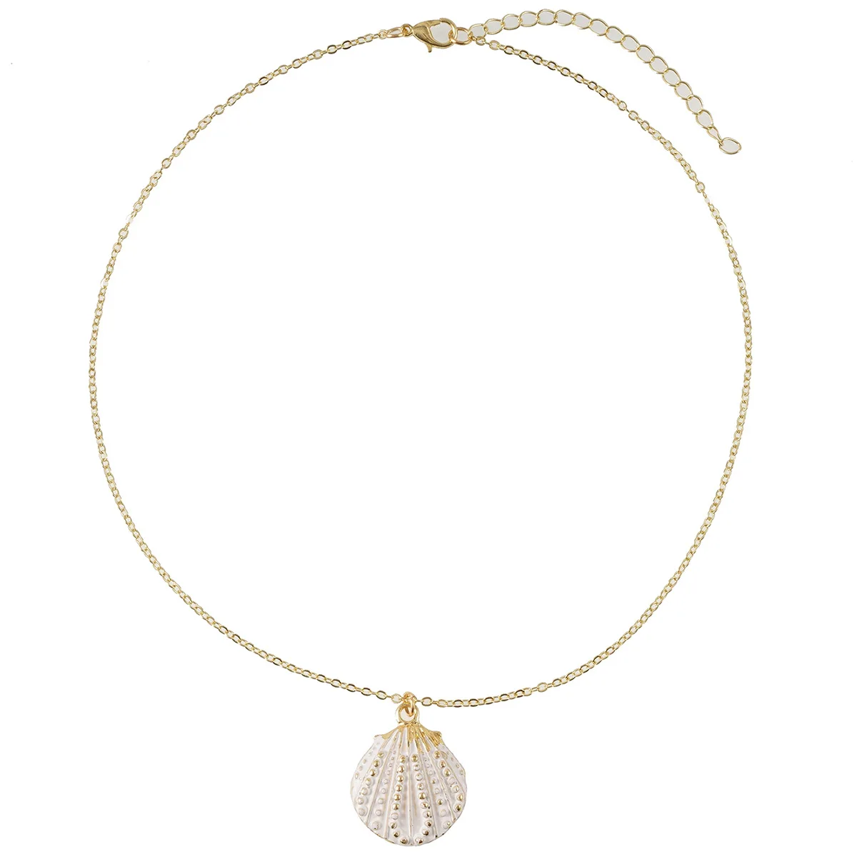 العصرية الذهب اللون سلسلة العنصر البحري الأبيض شل قلادة قلادة للنساء طوق الشاطئ الرقبة مجوهرات هدايا عيد الحب