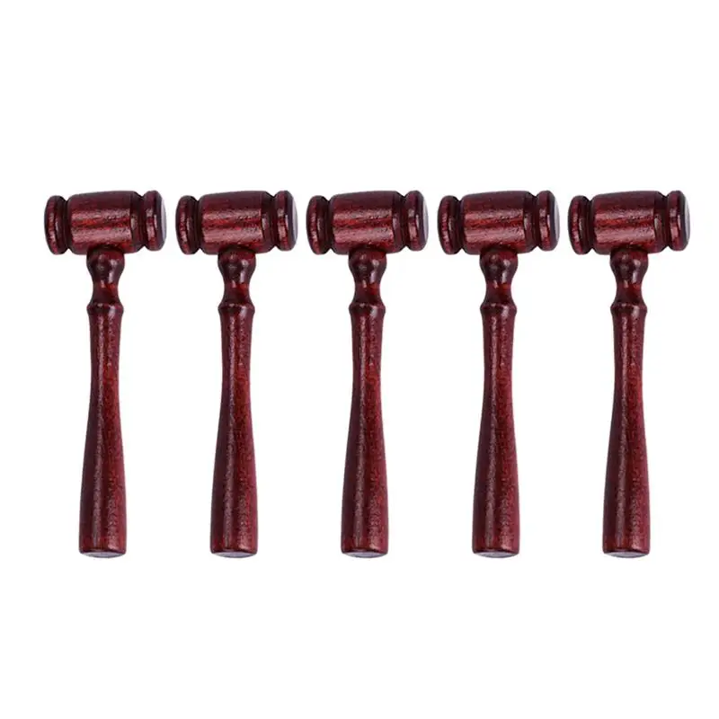 5pcs Mahogany Judge Hammer Durable Judge Gavels Simple Wooden Hammer Plain Mallet Wooden Gavel Kids Role Play For Children