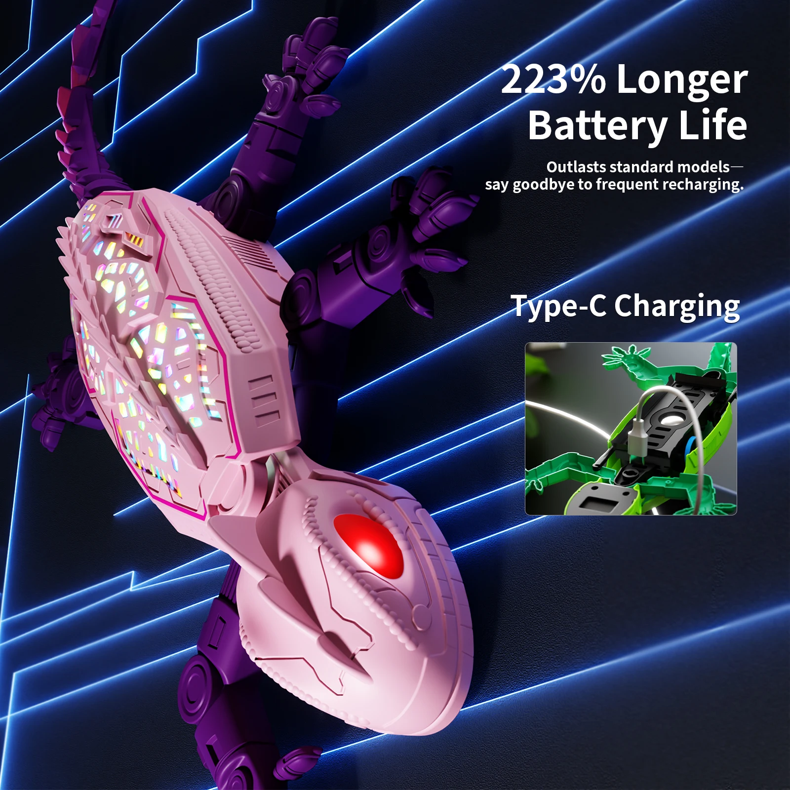 2.4GHz Wireless Remote Control Wall-Climbing Gecko Toy, 360° Rotation with Cool Colorful Lights, Ideal Holiday Gift for Kids