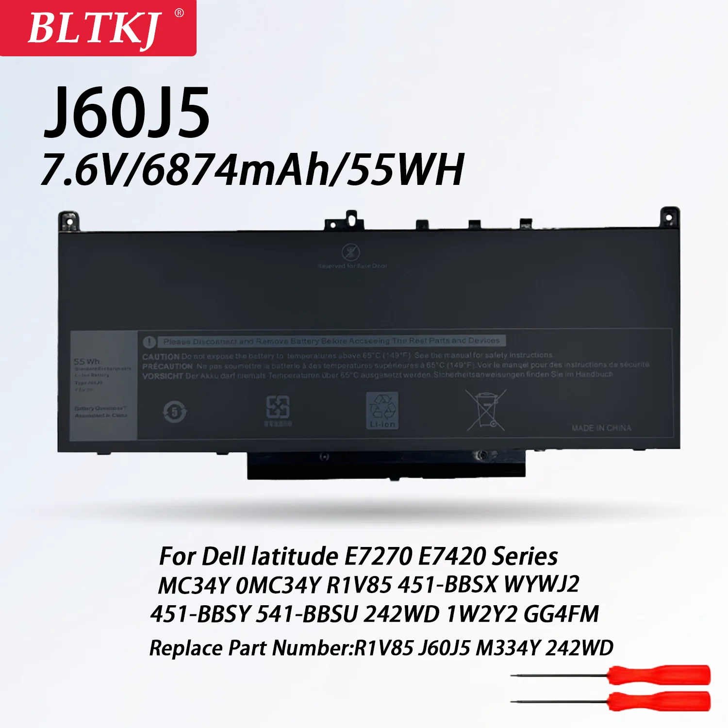 

NEW J60J5 Laptop Battery For Dell Latitude E7470 E7270 7470 7270 Series Type 0MC34Y MC34Y R1V85 242WD GG4FM