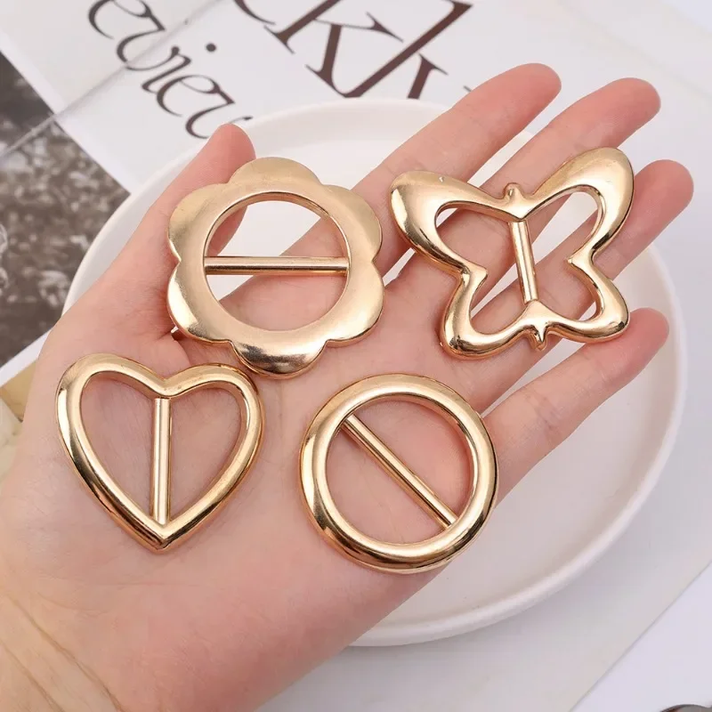 1/4PCS T-shirt Hem Knotted Brooch Ring Clothing Accessories Fashion Waist Metal Corner Knotted Clasp Silk Scarf Shirt Buckles