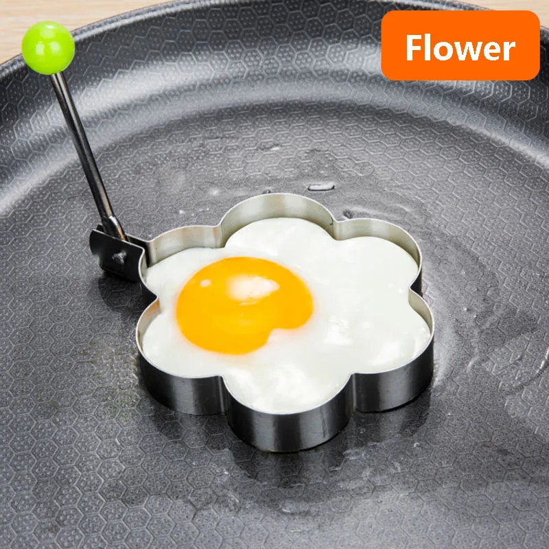 5 Pcs Moule à Omelette En Acier Inoxydable Oeuf Pancake Anneaux Avec Poignée Creative Forme Anneaux à Œufs Moule Oeuf Au Plat Moule Pancake Ustensiles De Cuisine Pour La Friture