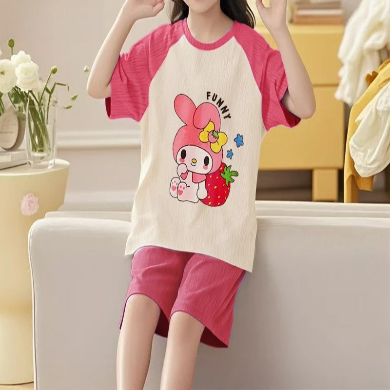 Immagine 4: Set Pigiama per Bambini con Maniche Corte e Pantaloncini, Abbigliamento da Notte Traspirante in Morbido Cotone Leggero e Confortevole per Bambini