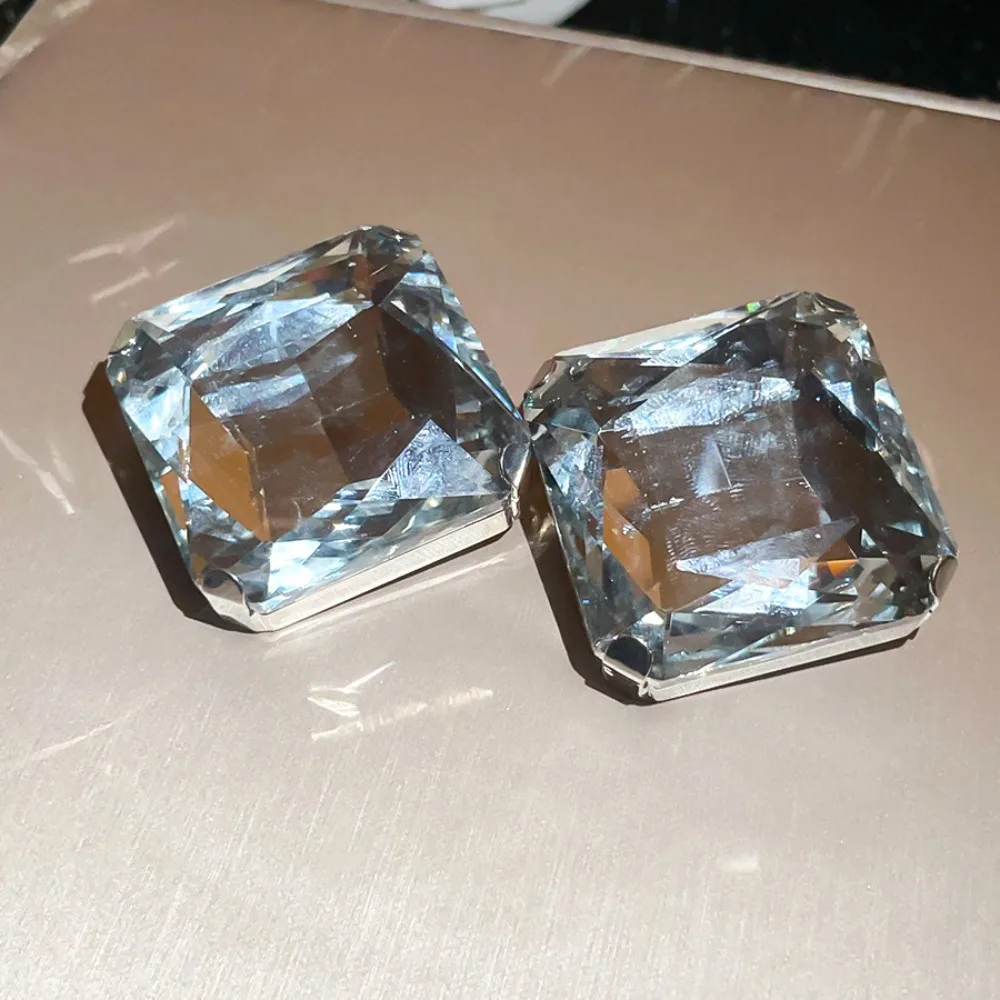 Square Shape Square Rhinestone Earrings Rhinestone Crystal Exaggerated Giant Vintage Wedding Earrings Jewelry Accessories