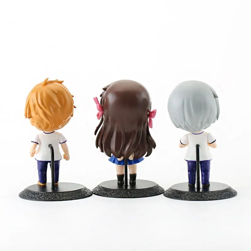 3Pcs Fruits Basket Anime Figure Souma Kyo Honda Tohru Souma Yuki 10Cm Q Version PVC Action Figure Collection Model Toys Gifts