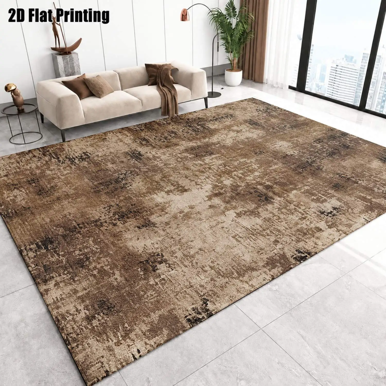 1Pc 2D Printed Carpet: Retro Abstract Texture, Nordic/Instagram/Modern Minimalist/European Vintage Style, Machine Washable, Multi-Size Home Decor Mat for Entrance, Dining, Bedroom, Living Room Etc