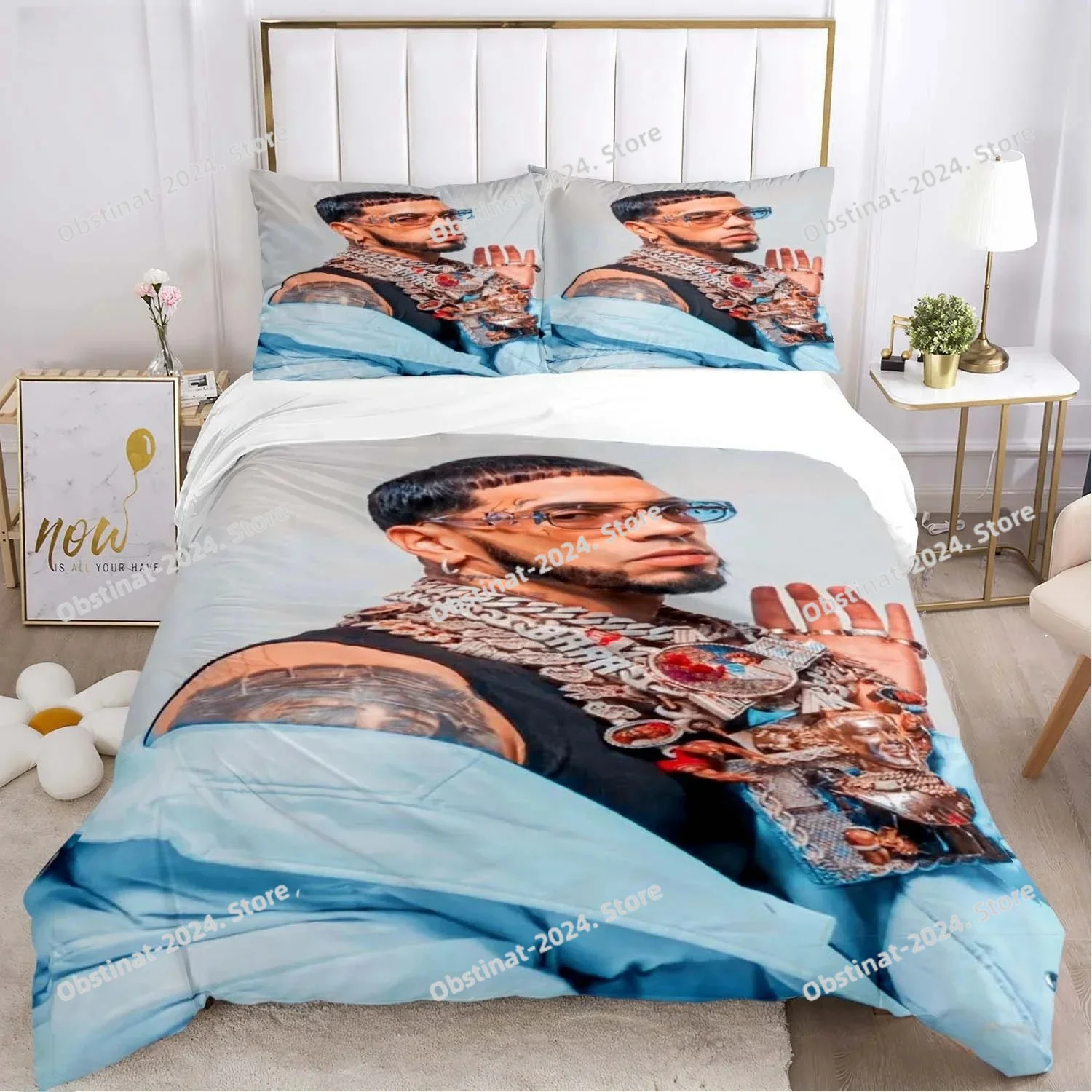 Anuel AA Rapper Hip Hop Singer All Season Bedding Set Printed Duvet Cover Pillowcase Single Double Style Queen King Size Sets
