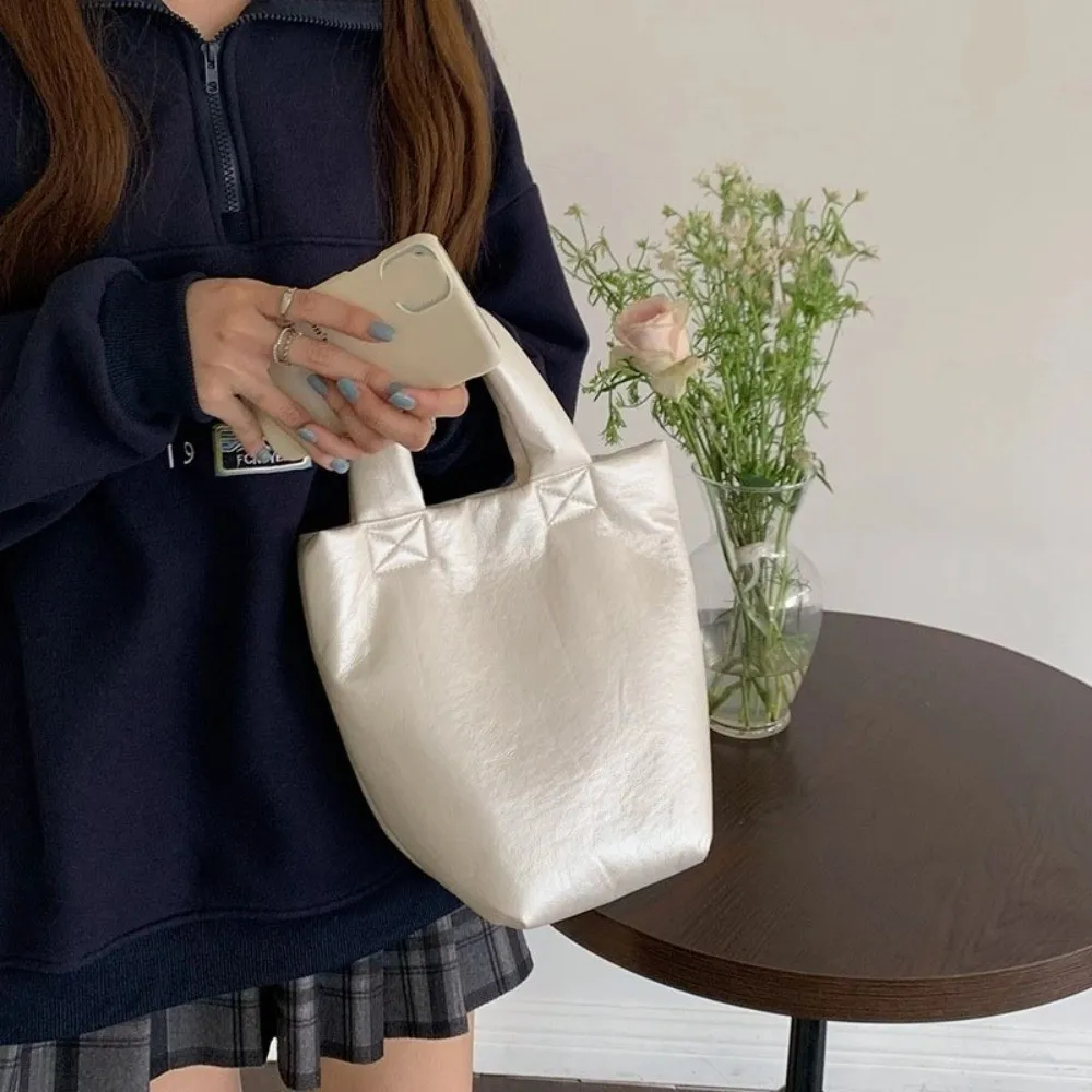 

Casual Elegant Soft Leather Handbag Korean Style Large Capacity Bucket Bag Versatile Solid Color Women's Tote Bags Outdoor