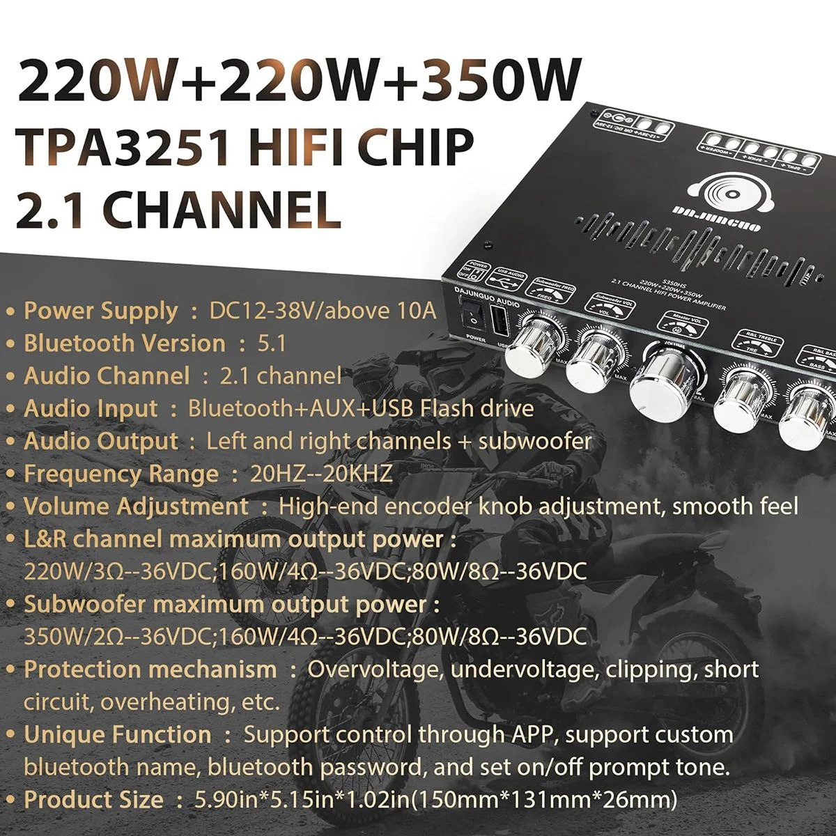 S350HS TPA3251 Bluetooth Eindversterker Board met Subwoofer 2.1 Kanaals 220Wx2 + 350W, Audio Eindversterker Module