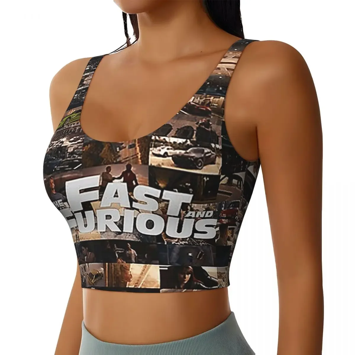 Custom Fast And Furious Legends Tribute Women Sports Bras High Impact Vest Gym Workout Yoga Crop Tank Tops