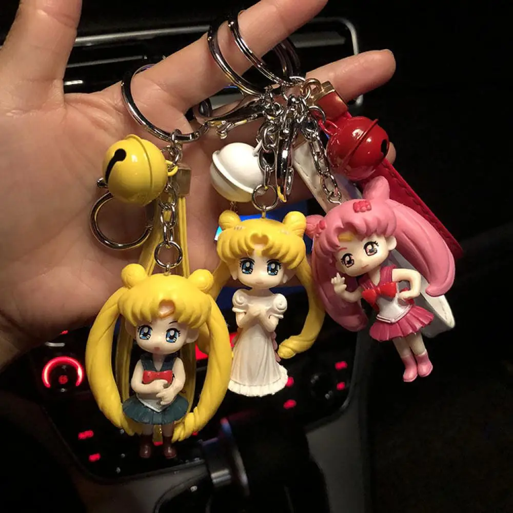 Sailor Moon Tsukino Usagi lovers Key buckle rainbow Car keychain Backpack pendant Anime peripherals Children Toys Holiday gifts