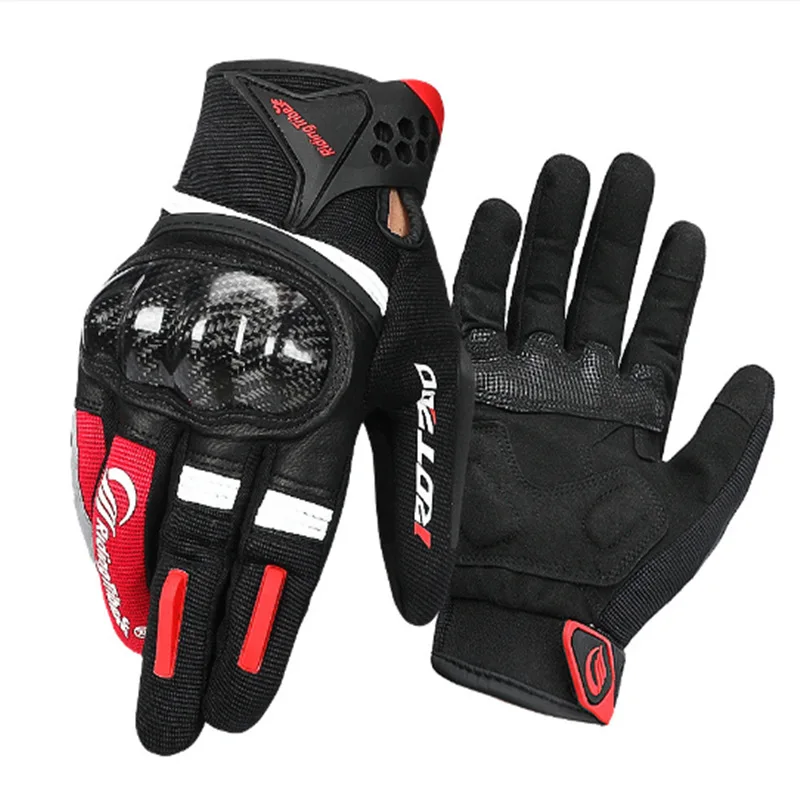Motorcycle Riding Gloves Four Season Windproof Touch Screen Gloves Outdoor Climbing Carbon Fiber Full Finger Anti Fall Gloves