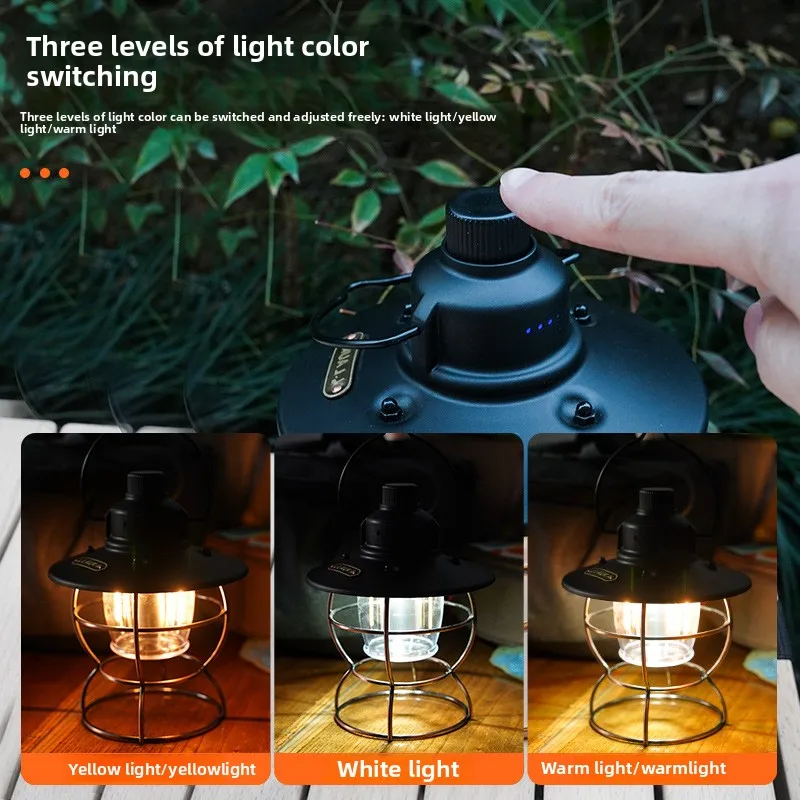 国境を越えたアウトドアキャンプ用LEDポータブルテントライト、多機能充電式ハンドヘルドキャンプサイトランタン、キャンプランタン