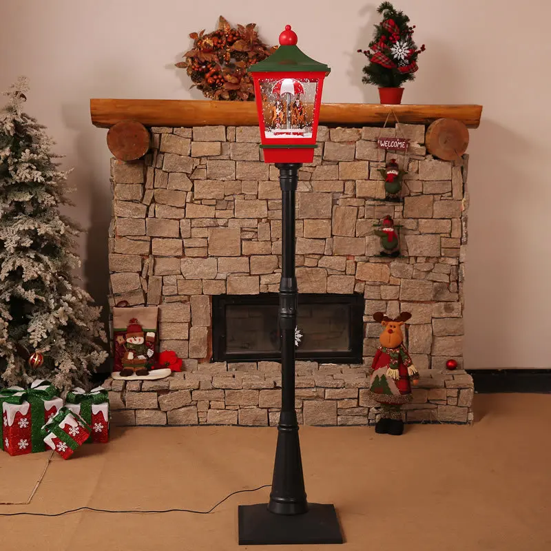 Indoor/Outdoor Christmas Decorations Street Lights with Drifting Snow and Santa Claus Festive Indoor/Outdoor Ornament