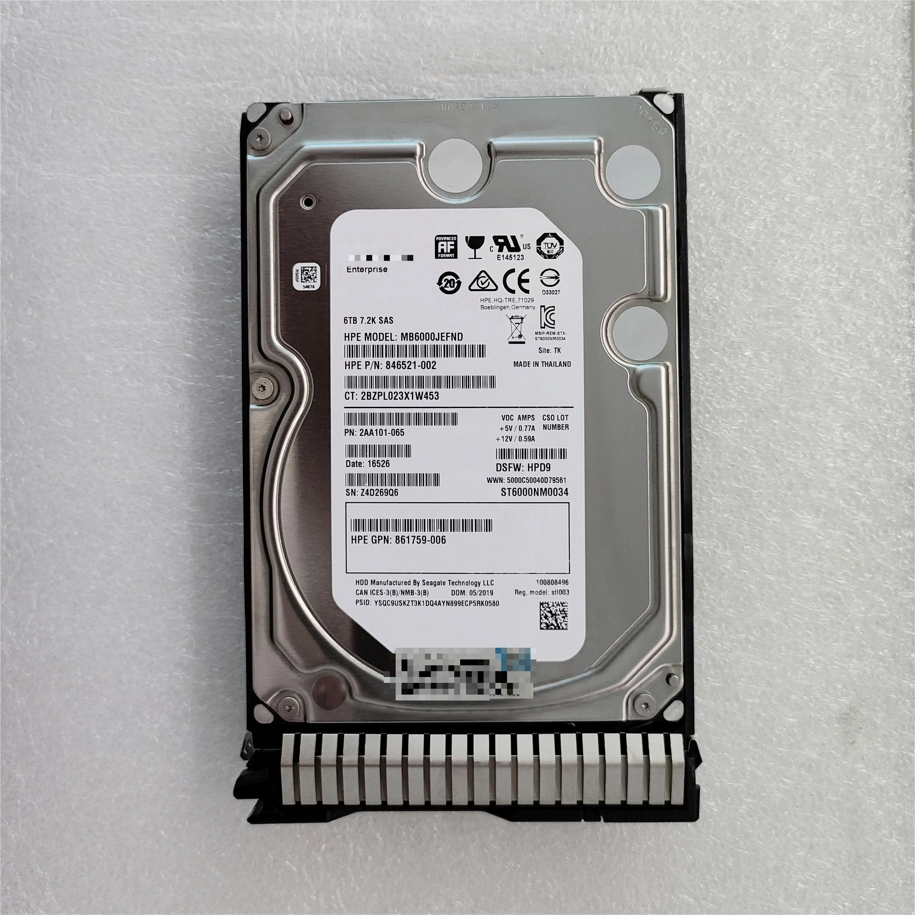 External Hard disk 861754-B21 862140-001 6TB SAS 7.2K 12G 3.5 HDD