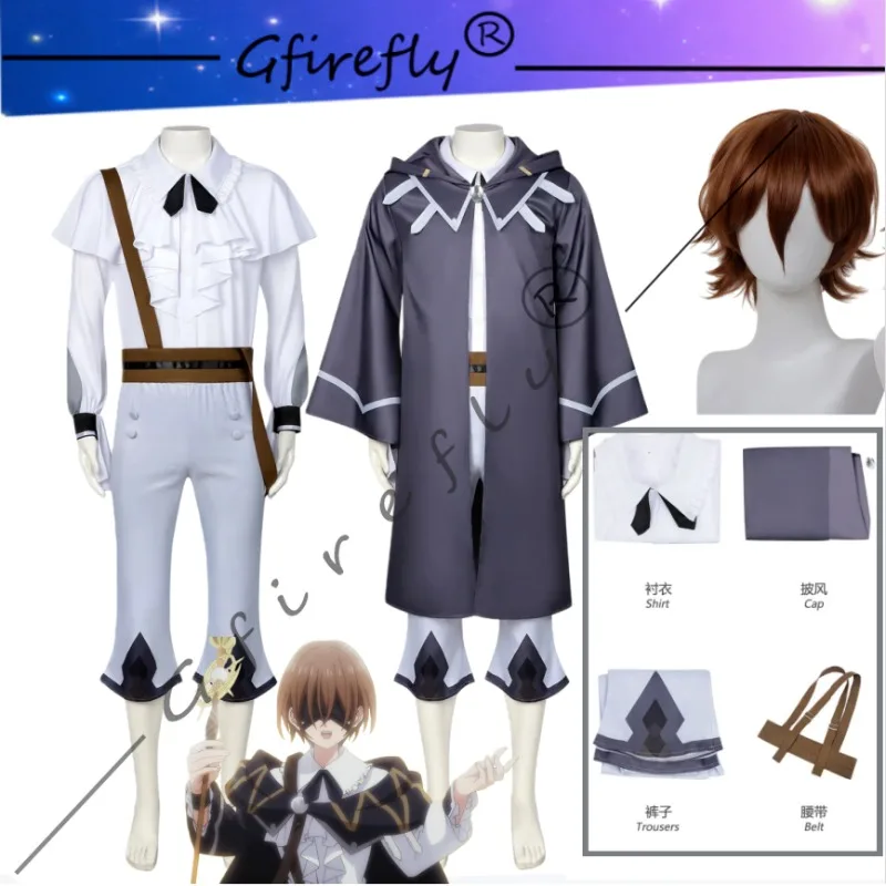 

Anime Kunon The Sorcerer Can See Kunon Gurion Cosplay Costume Dark Cape Shirt Wig Halloween Party Stage Performance Costume