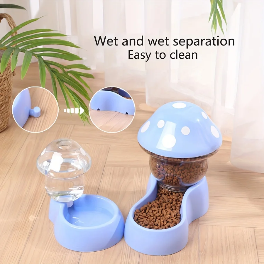 1 Piece/2 Piece Automatic Pet Food and Water Feeder Mushroom Shaped Gravity Food and Water Feeding Set Suitable for Indoor Cats