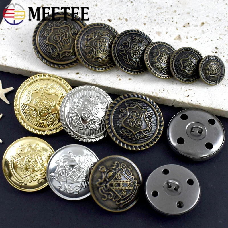 

20Pcs 12-30mm Retro Metal Buttons for Suit Windbreaker Copper Shank Button Jacket Coat Decoration Buckles DIY Sewing Accessories