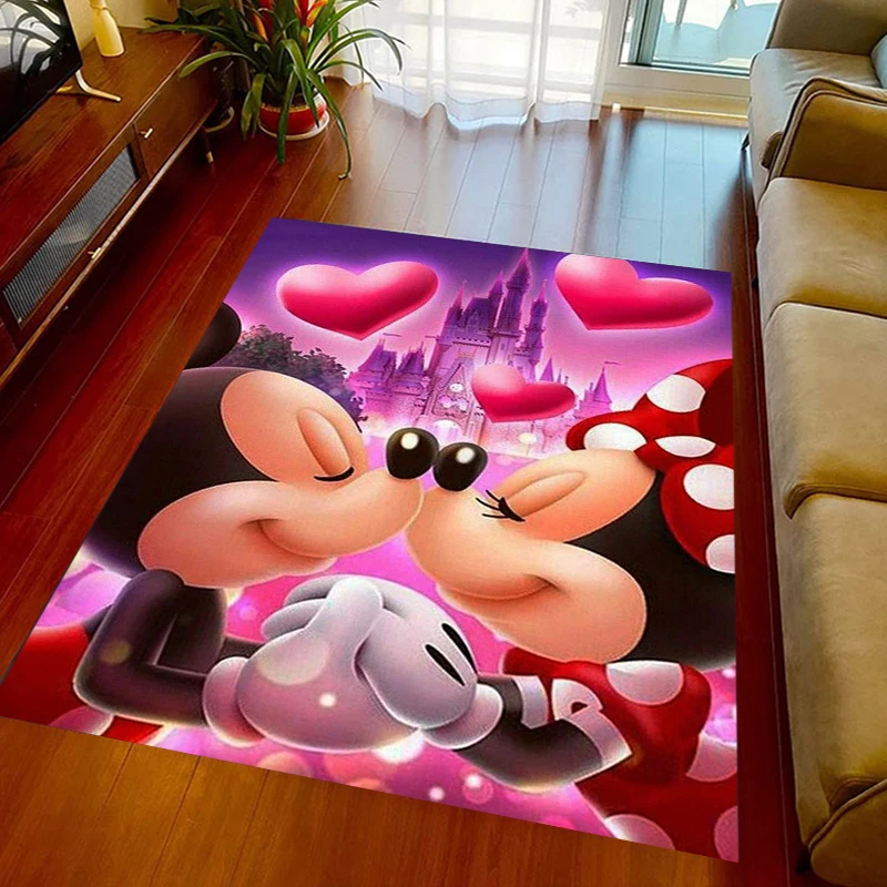 Alfombra de área grande de Disney para el hogar, Felpudo de Mickey y Minnie para sala de estar, dormitorio de niños, sofá, decoración