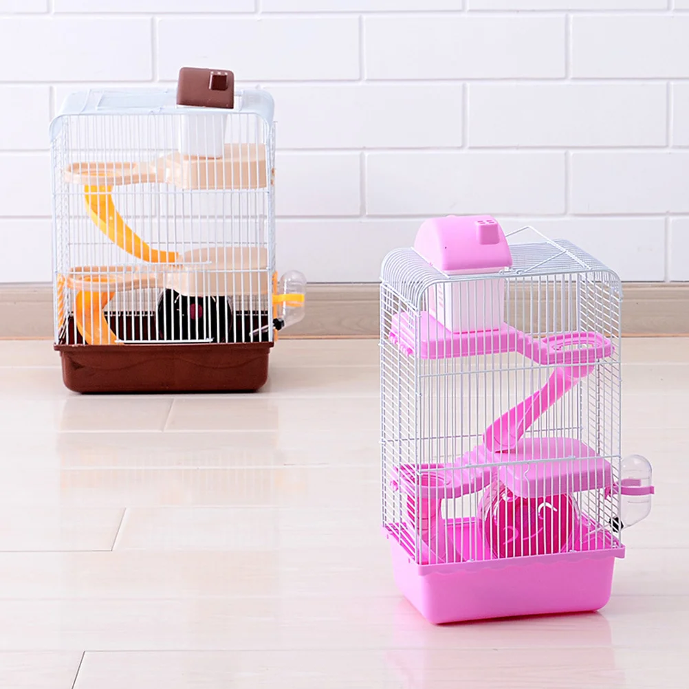 

Luxury Three Layer Hamster Cage 21x27x45cm Portable Small Pets House Villa Cage Multifunction Slide Design Leakproof Water Jug