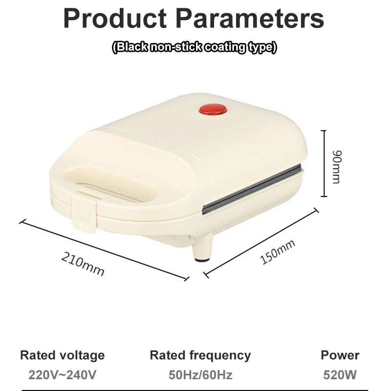 Multifunction Sandwich Light Food Maker Double-sided Heating Bread Toaster Breakfast Baking Machine Ceramic Coating Grilling Pan