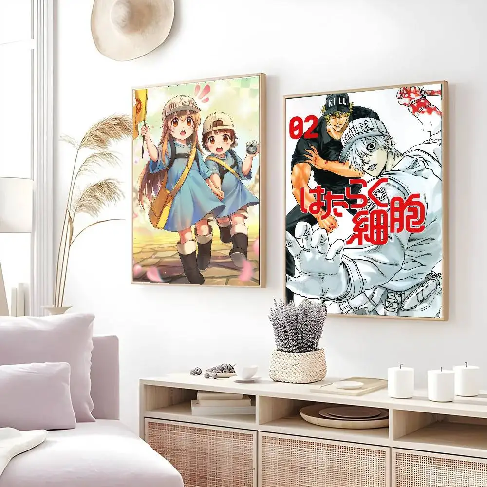 Animation Cells At Work Poster Art Sticky Wall Waterproof Home Living Room Bedroom Bar Aesthetic Decoration