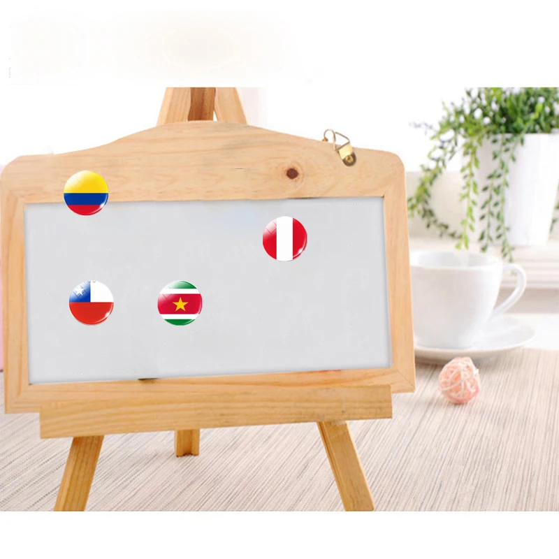 South American National Flag 30MM Glass Fridge Magnets Brazil Colombia Peru Chile Ecuador Uruguay Magnetic Refrigerator Stickers