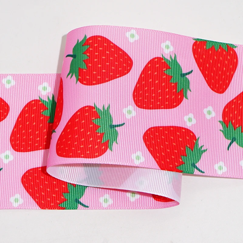 DIY Cartoon Fruit Food Printed Satin Grosgrain Ribbon For Craft Supplies Akcesoria do szycia 5 jardów.91003