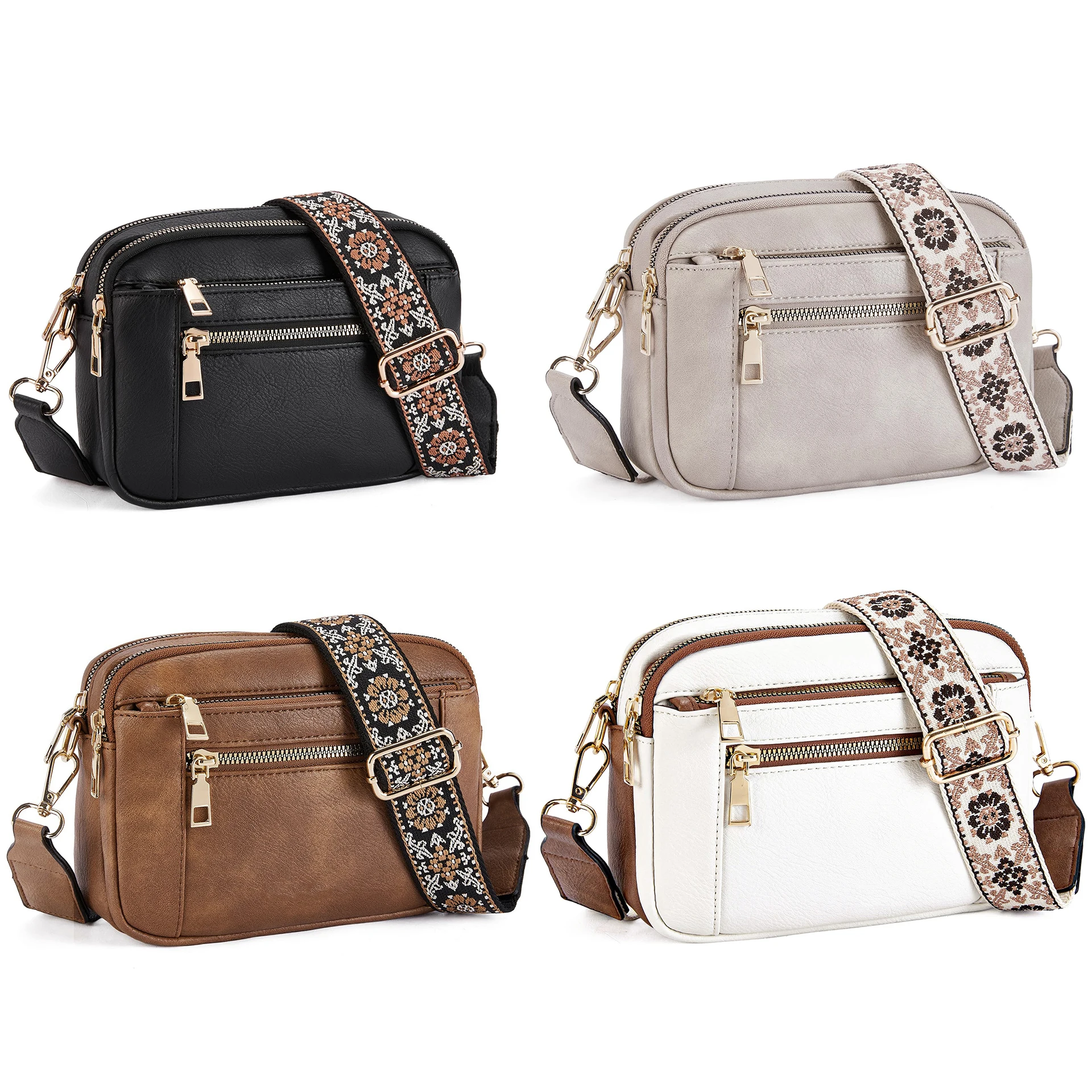 Crossbody Purse for Women Multi Pockets Bag PU Leather Small Shoulder Handbags Summer Travel Designer Vintage Ladies