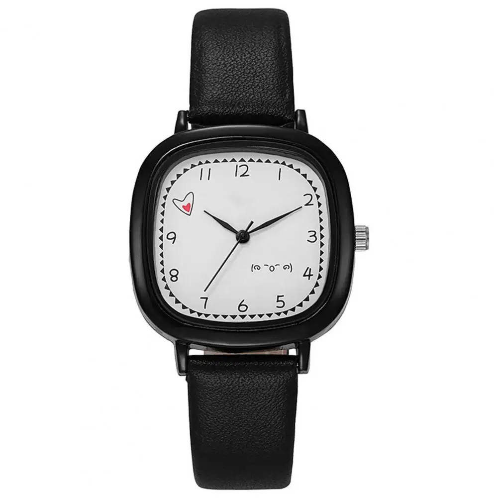 

High Accuracy Quartz Movement Watch Fashionable Women's Quartz Watch with Square Dial Soft Faux Leather Strap for Students