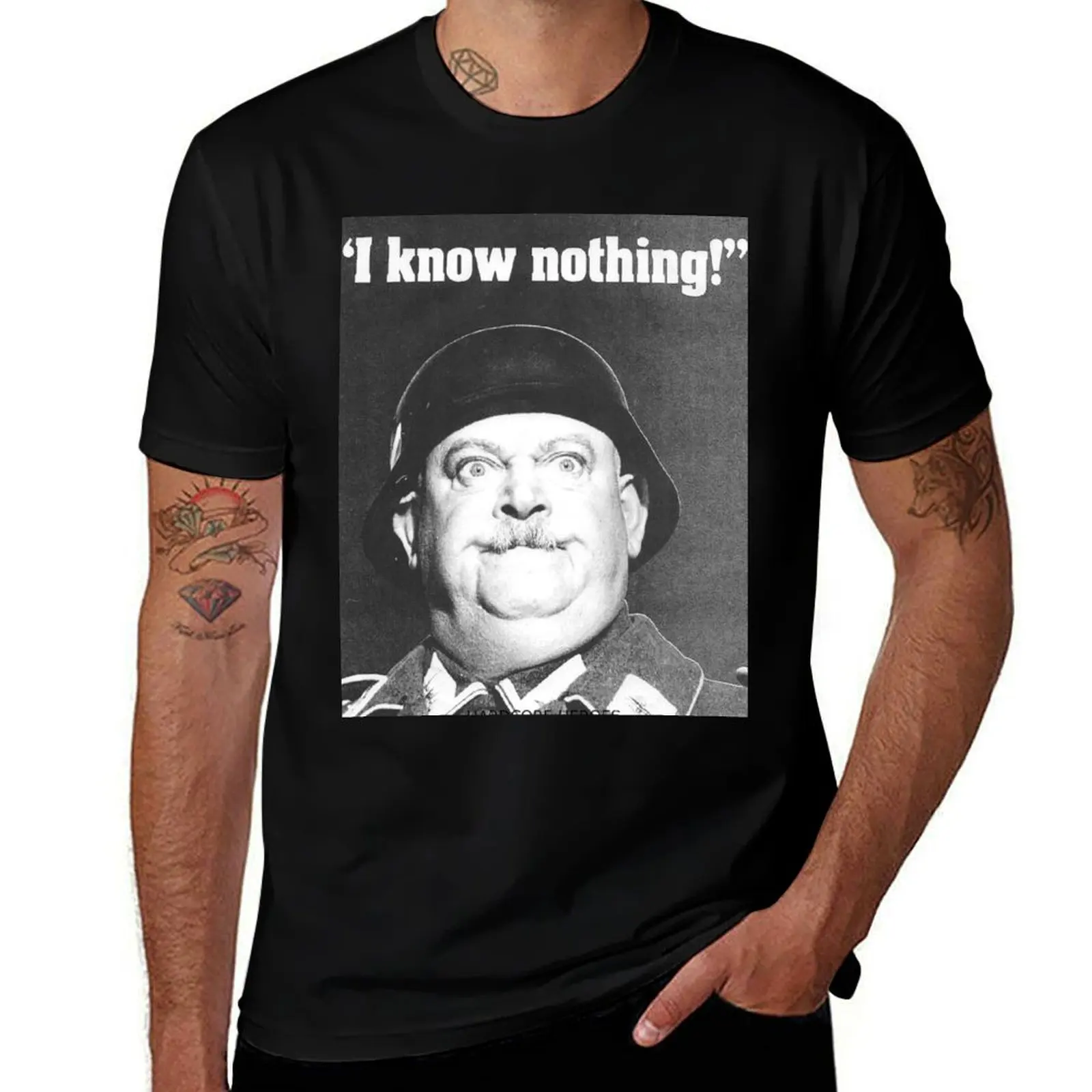 

SGT SCHULTZ NOWS NOTHING T-Shirt t shirts for man graphic vintage t shirts for man graphic tees essential t shirt T-shirt