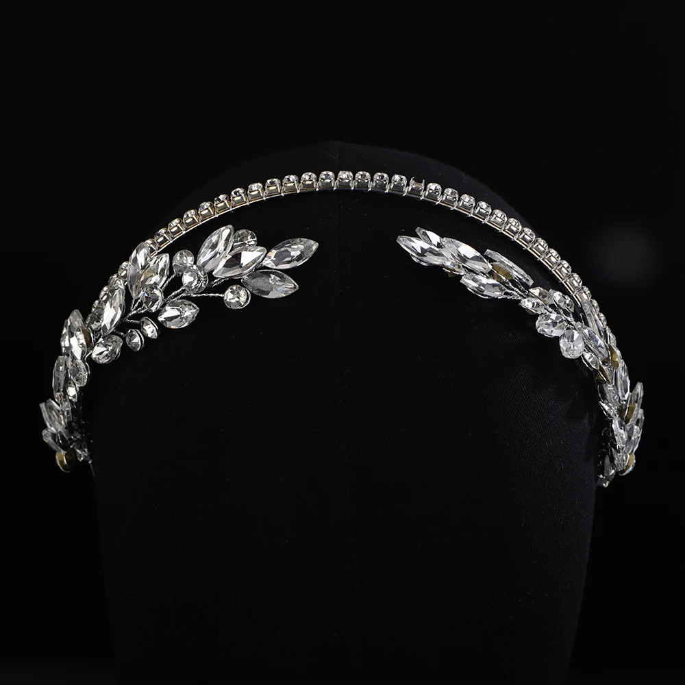 Silver Trendy Handmade Bridal Hair Accessories Princess Queen Crown Wedding Head Jewelry Flower Tiare Headdresses For Women