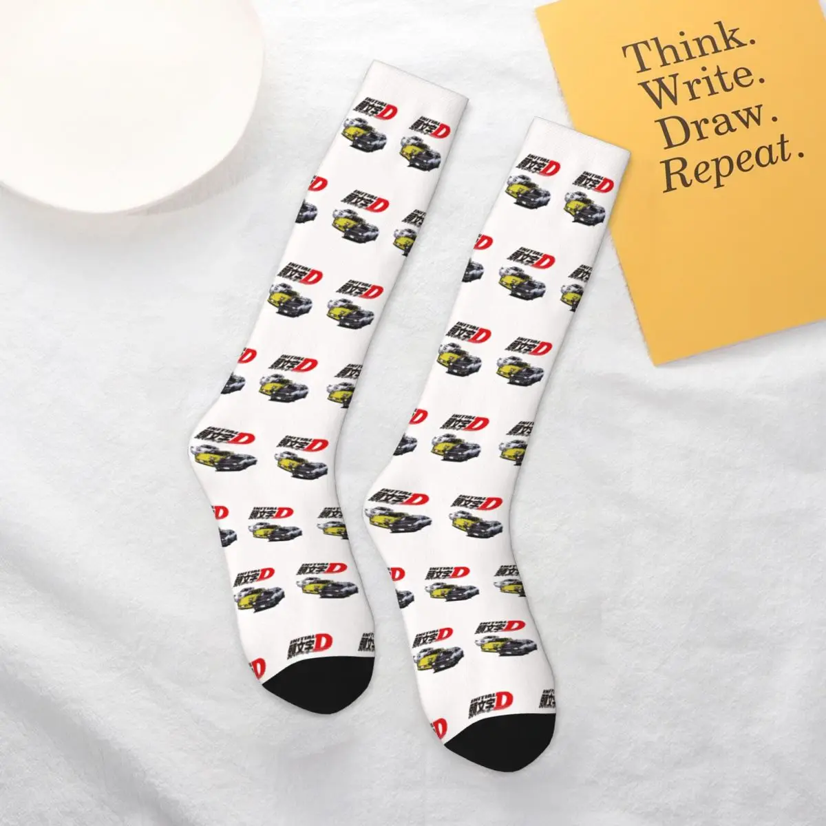 

Всесезонные носки Initial D Neon Ae86 Harajuku, спортивные носки средней длины, мягкие повседневные чулки для мужчин и женщин