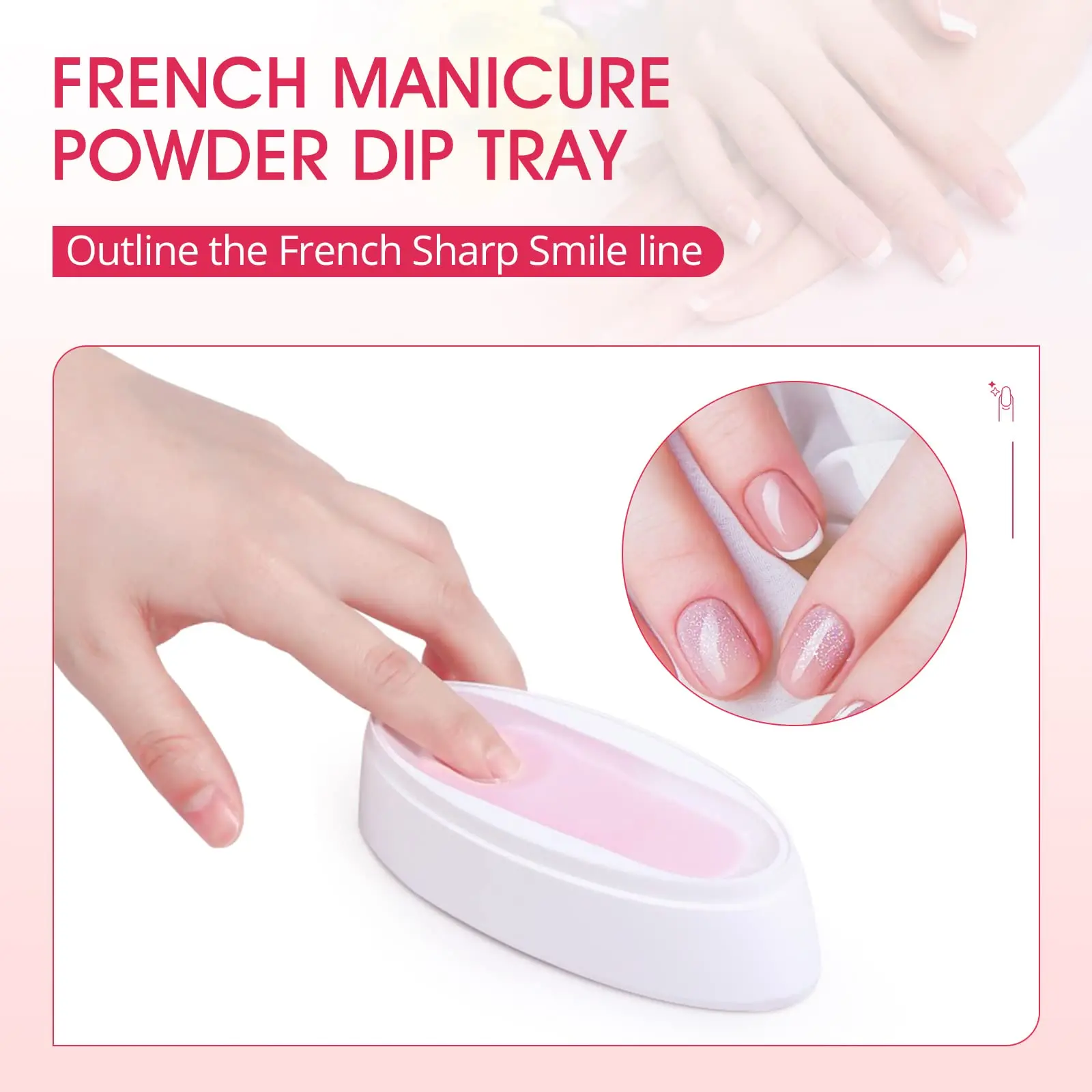 Nail Dip Container Dipping Powder Tray French Nail Smile Line Molding Manicure Mould Fashion Nail Tool