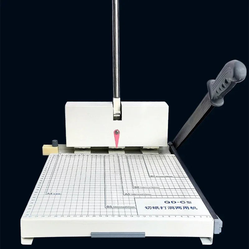 2-in-1 Manual Paper Punch and Cutter with Three-Hole Punch and Cutter Blade, Multifunctional Design, Precise Graduations, Solid