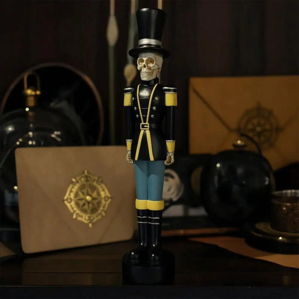Halloween Nutcracker Ornaments Resin Festive Table Decor Halloween Skull Nutcracker Figurine Resin Spooky Soldier for Shelf