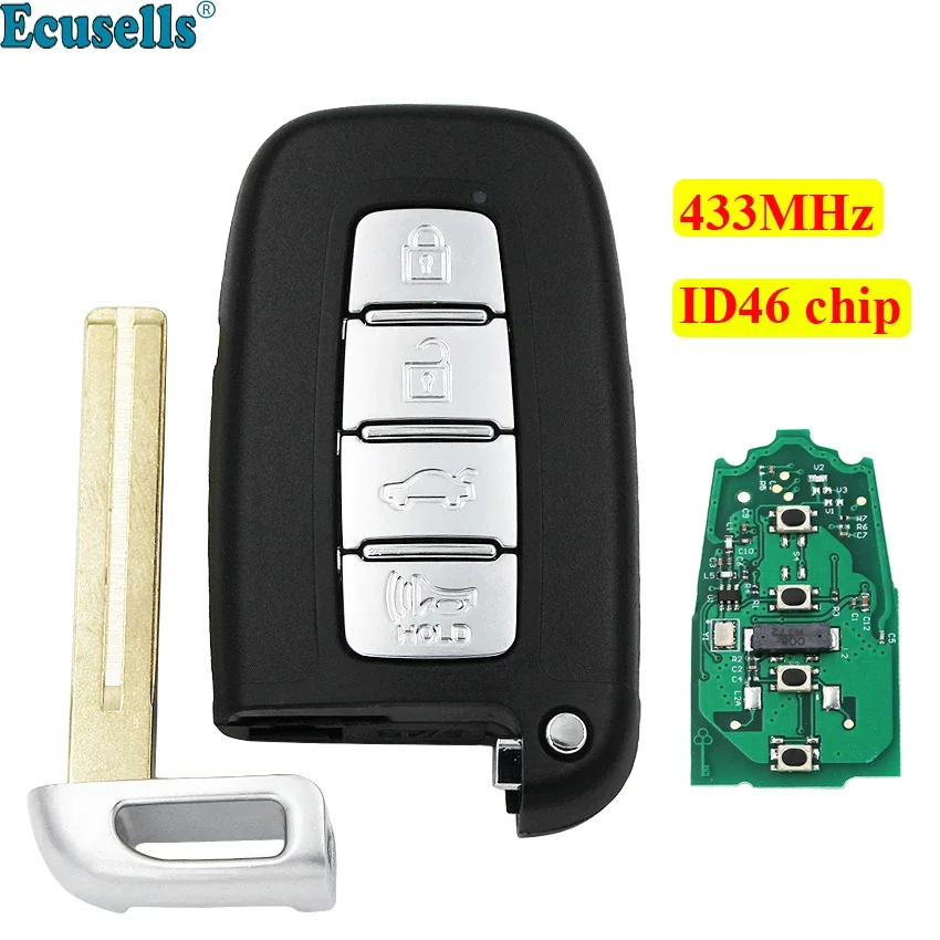 Keyless Smart Remote Key Fob 4 Button 433MHz ID46 PCF7952 Chip for Kia K2 K5 New Sportage Soul with Small Key SY5HMFNA04