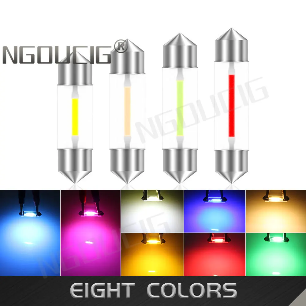 NGOUCIG 10/50PCS 6V 12V 24V C10W Bulb C5W Led 36mm Lamp 31 mm Festoon 31mm 39mm 41mm 28mm Dome Door Red Truck Car Interior Light