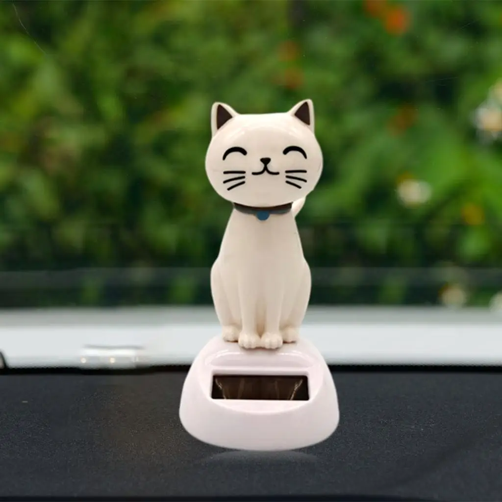 Solar Power Lovely Shaking Head Dancing Little Cat Figure Table Top Office Dashboard Display Bobble Head Doll Toys Trinket