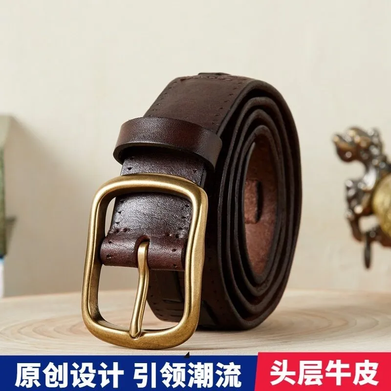 New style woven belt men's leather needle top layer cowskin youth hand-woven