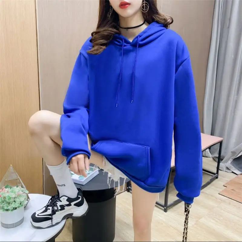 

Осень-зима 2025: флисовая толстовка с капюшоном для женщин и мужчин, свободный бархатный пуловер с длинными рукавами, топы, однотонная женская толстовка с капюшоном