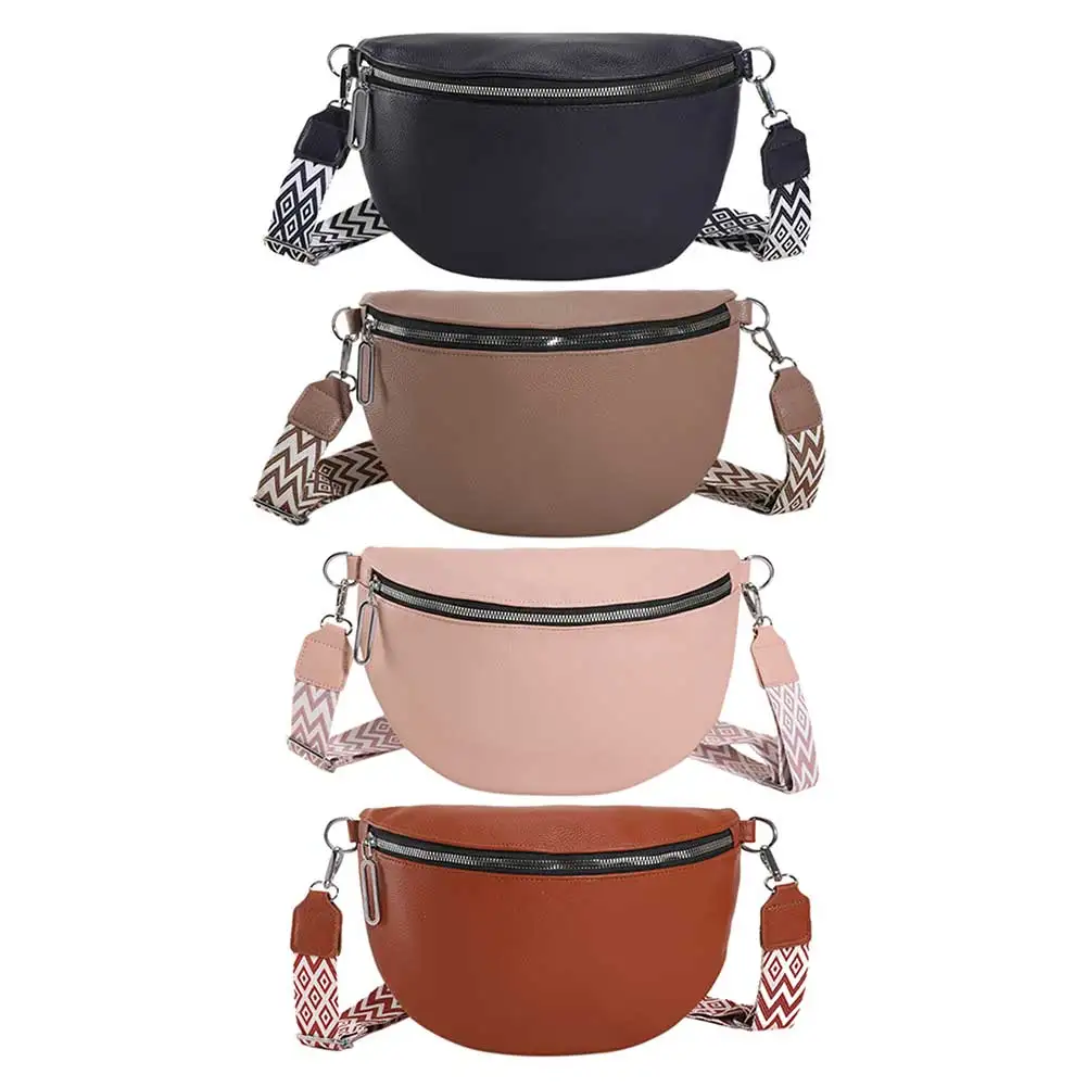 

Women Fashion Waist Bag Adjustable Shoulder Straps Wide Strap Crossbody Chest Bag Zip for Party Festival Sports Bolso Fanny Pack