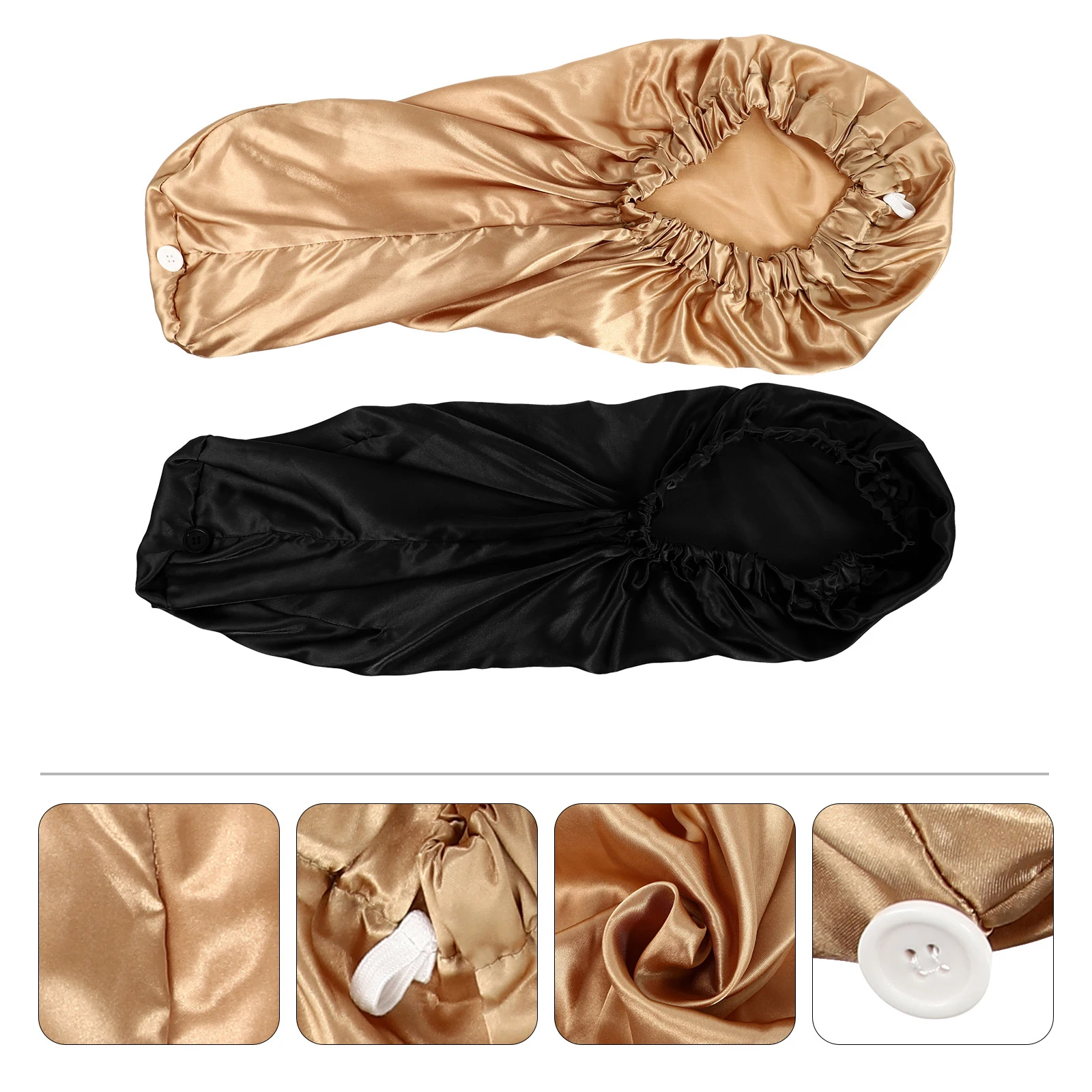 2Pcs High Quality Satin Hair Hats Long Sleep Caps for Women Fit Gentle on Natural Hair Braids and Extensions