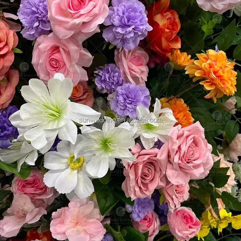 Sunwedding Hot Sale Artificial Flower Wedding Arch with Metal Frame Silk Flowers for Wedding Party Event Decoration