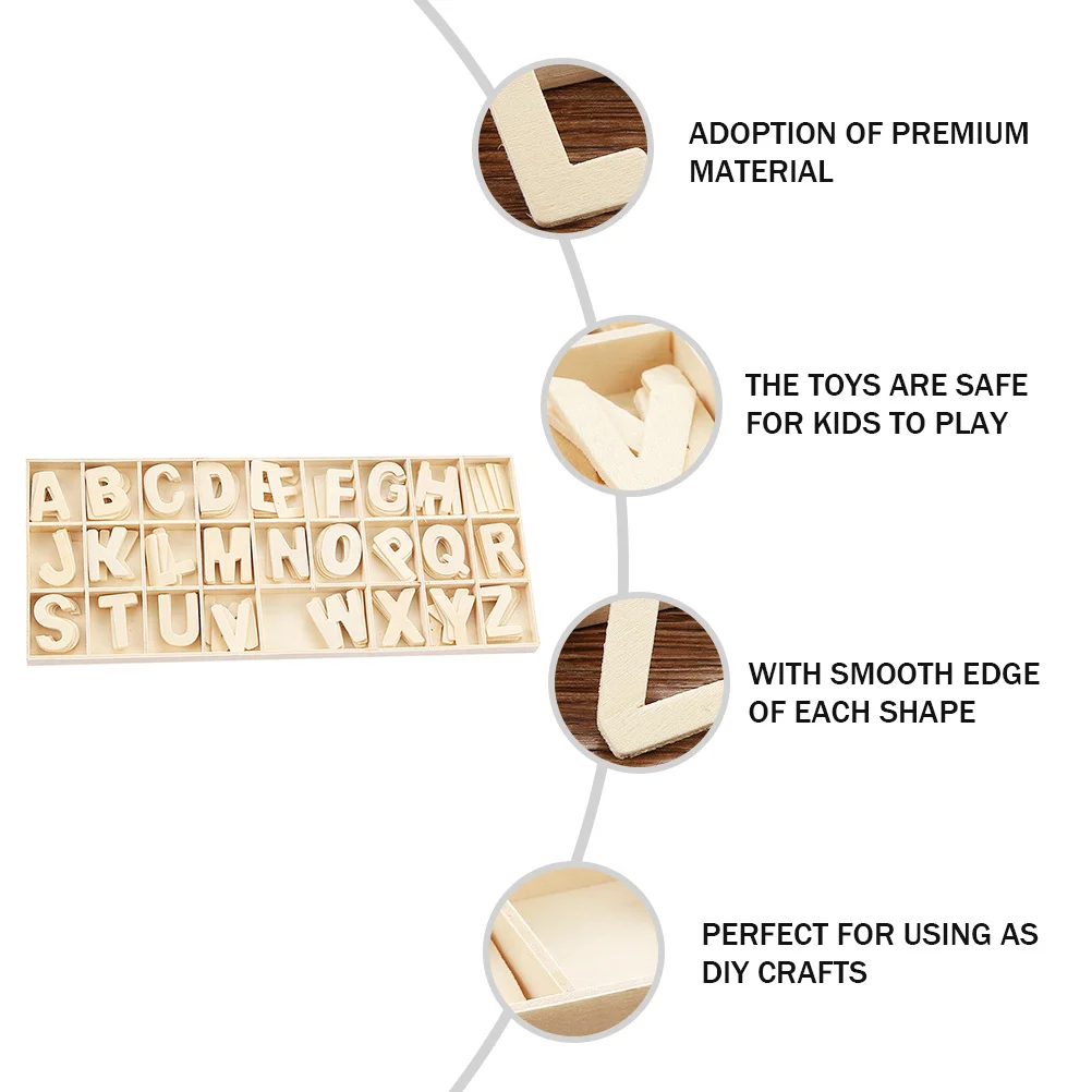 1Set Alphabet Wood Chips Smooth Shapes Safe for Kids Early Education DIY Supplies Creativity Development Home Decor Unpainted