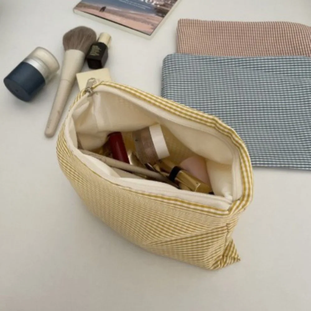 

Fashion Cotton Cosmetic Bag Soft Solid Color Storage Handbag Makeup Storage Bag