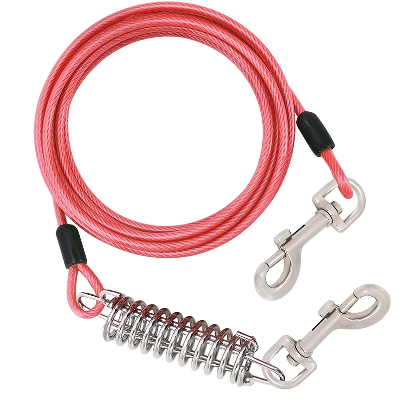 3/6/9/15M Dog Tie Out Cable Dog Runner for Yard Steel Wire Dog Leash with Durable Superior Spring Large Dog Running in Outdoor