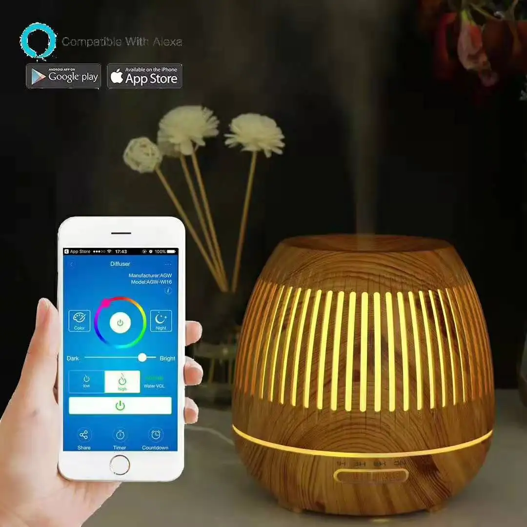 Umidificador inteligente Tuya com luz LED Colorgul WiFi Aroma Difusor Temporizador Controle sem fio Funciona com Alexa Google Home compatível