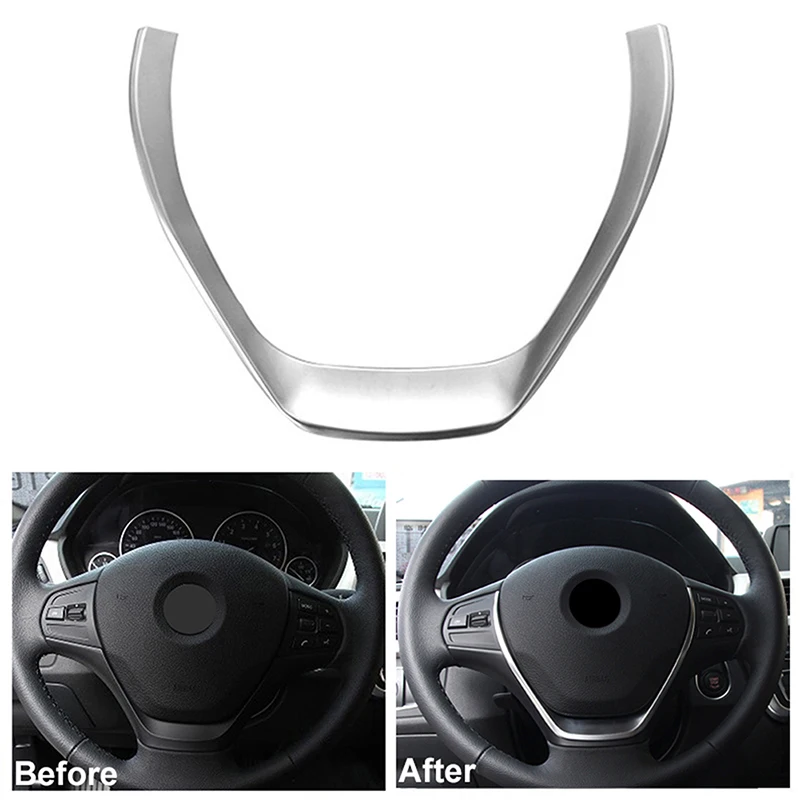 Fit For BMW 3 Series F30 F31 F34 2013 2014 2015 2016 2017 2018 Silver Car Steering Wheel Cover Trim Moulding Sticker